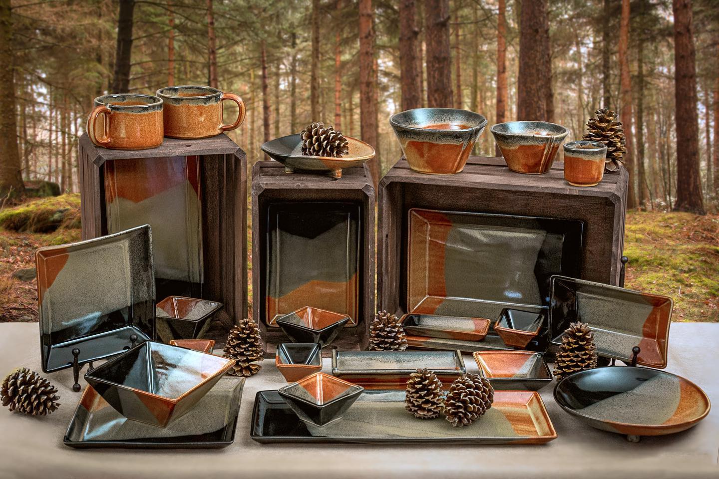 A table with many different types of dishes.